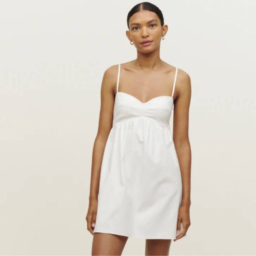 REFORMATION White Cox Cotton Mini Dress